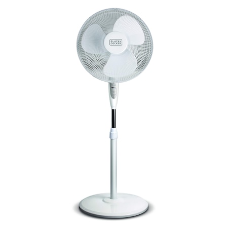 Black & Decker Stand Fan with Remote, 16 Inches, White BFSR16W